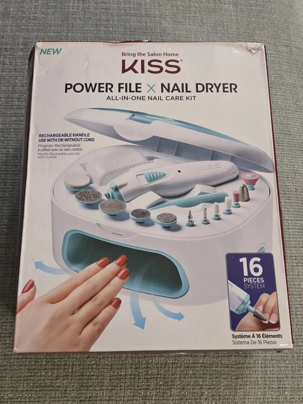 Kiss Power File X Nail Dryer Kit — White & Aqua